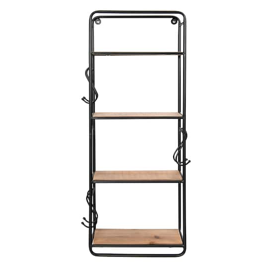Hello Honey® 32" Metal & Wood Shelf With Hooks